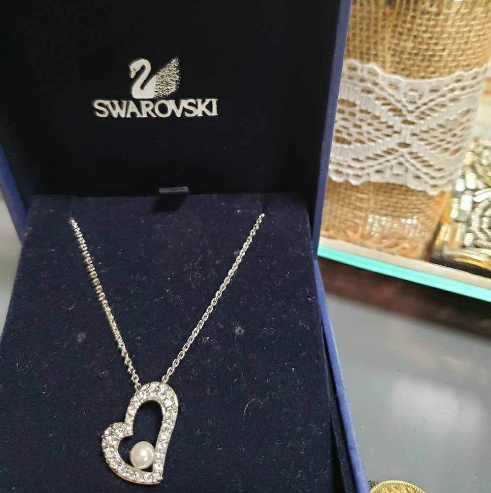 Heart necklace with pearl Swarovski